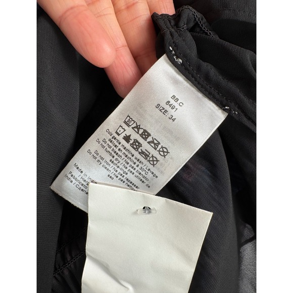 Ganni Pleated Georgette Floral Peplum Blouse crinkle preppy chic sz S - Picture 8 of 9